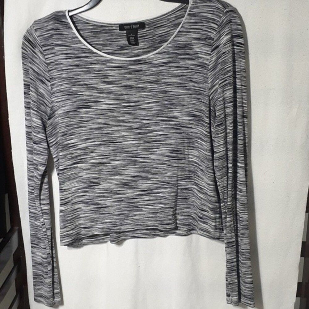 White House Black Market crop top l knit marled shirt athleisure casual y2k